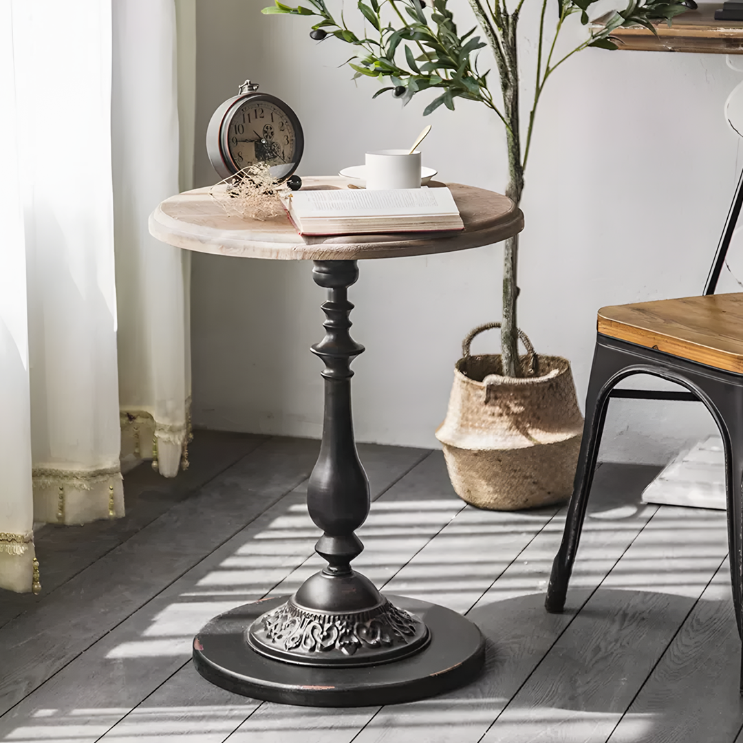 Iphigenia Retro Side Table, Wood Top