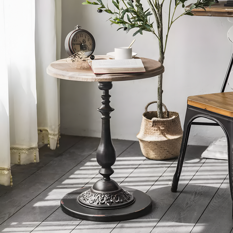 Iphigenia Retro Side Table, Wood Top
