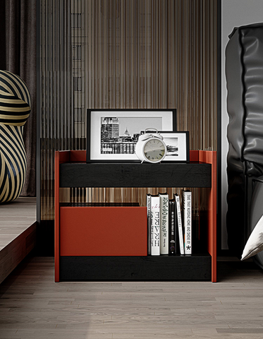 Ambrose Wooden Bedside Table, Red