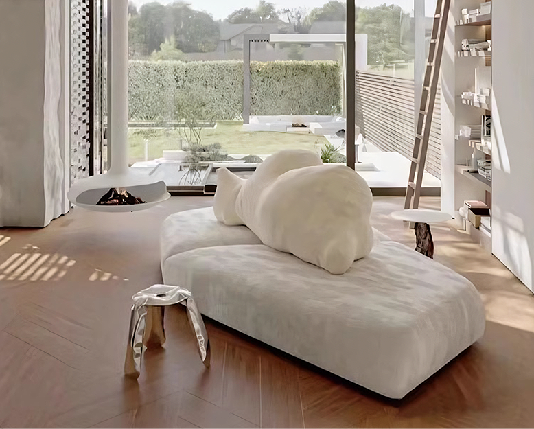 White Bear Cozy Sofa, Four Seater Sofa, Corduroy