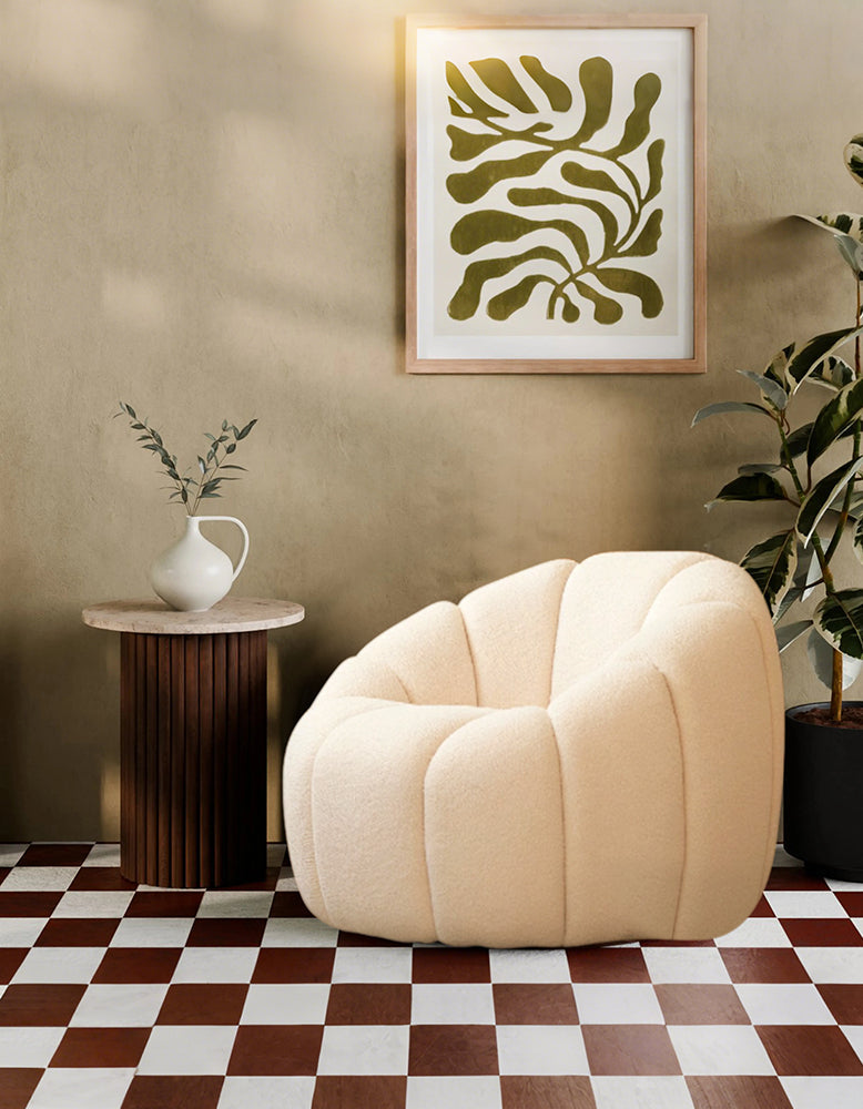 Sweeney Round Side Table, Travertine