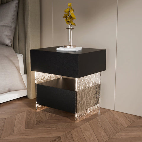 Ibarra Bedside Table With Storage & Light Strip