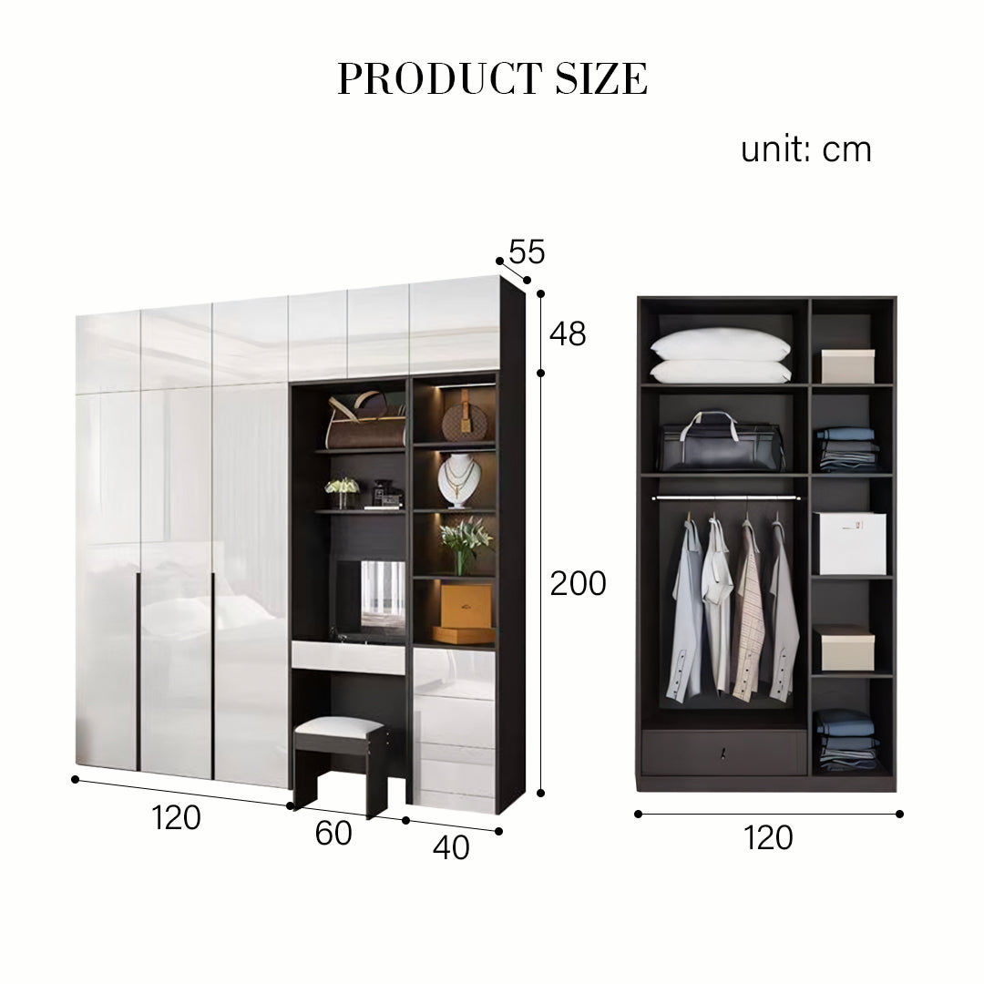 Bianchi Corner Wardrobe, L Shape Wardrobe With Dressing Table