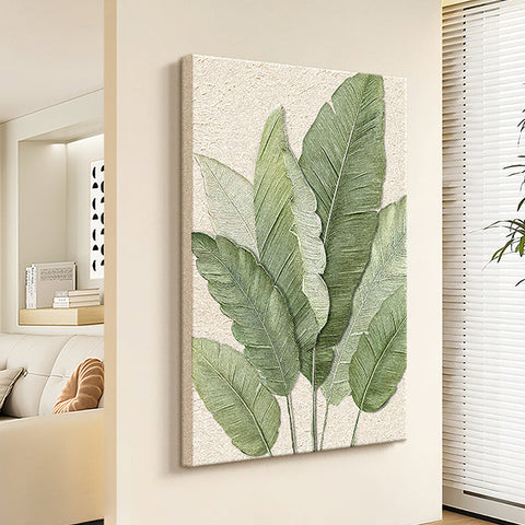 Green Leaves Framed Wall Art Print Multiple Size