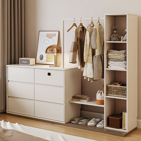 Hiroshi Coat Rack With Storage, Wardrobe With Coat Stand