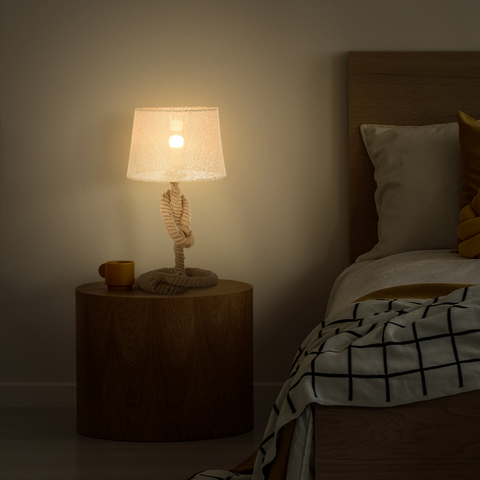 Hemp Rope Linen Shade Table Lamp Beige