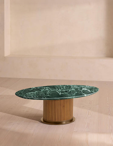 Murcell Oval Accent Coffee Table, Brazilian Green Marble