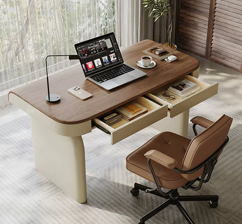Baker Office Desk With Drawers, Solid Wood