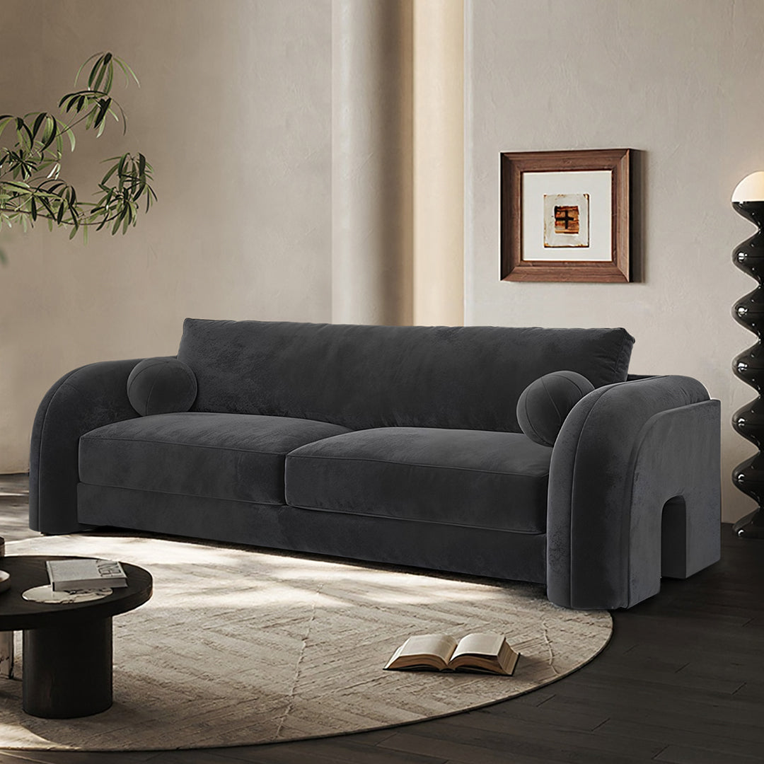 Afolabi Curved Two Seater Sofa, Velvet