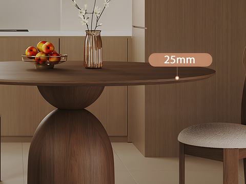 Amaia Round Pedestal Dining Table, Solid Wood, Black Or Walnut