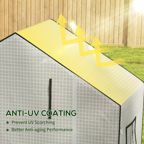 Outsunny Greenhouse Cover Replacement Walk-in PE Hot House Cover with Roll-up Door and Windows, 140 x 73 x 190cm, White