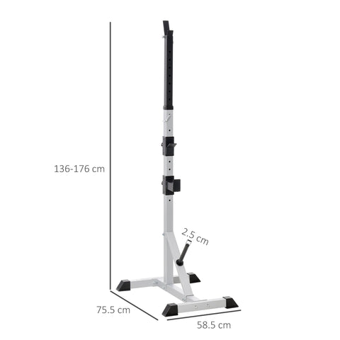 HOMCOM Weights Bar Barbell Rack Squat Stand Adjustable Portable Weight Lifting Max Load 200kg, Suitable For Home Gym Training Work Out