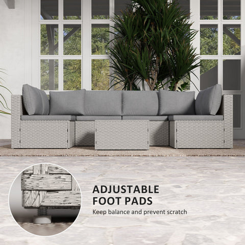 Outsunny Seven-Piece Modular Rattan Set - Grey