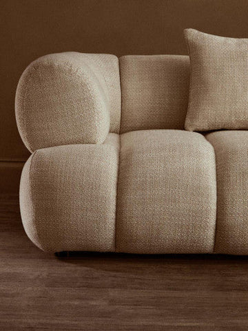 3 Seater Cream Linen Curved Sofa, Ordona