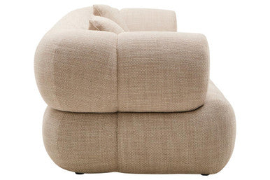 3 Seater Cream Linen Curved Sofa, Ordona