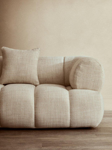 3 Seater Cream Linen Curved Sofa, Ordona