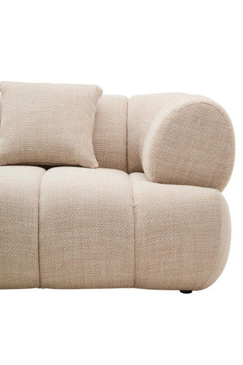 3 Seater Cream Linen Curved Sofa, Ordona