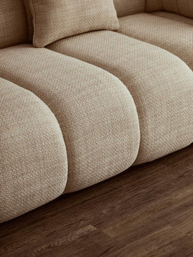 3 Seater Cream Linen Curved Sofa, Ordona