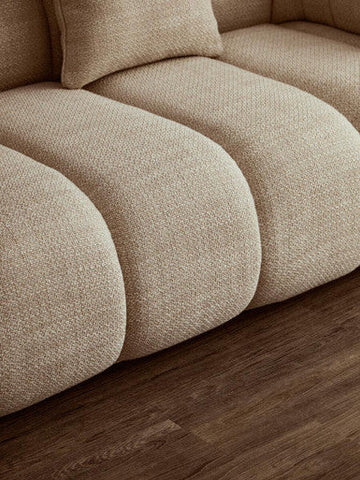 3 Seater Cream Linen Curved Sofa, Ordona