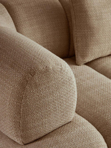 3 Seater Cream Linen Curved Sofa, Ordona