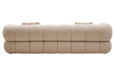 3 Seater Cream Linen Curved Sofa, Ordona