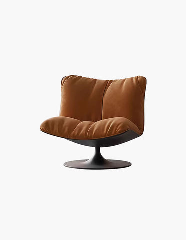 Ahn Lounge Chair, Swivel Armchair, Orange Suede