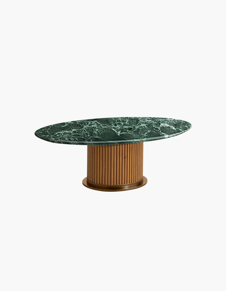 Murcell Oval Accent Coffee Table, Brazilian Green Marble