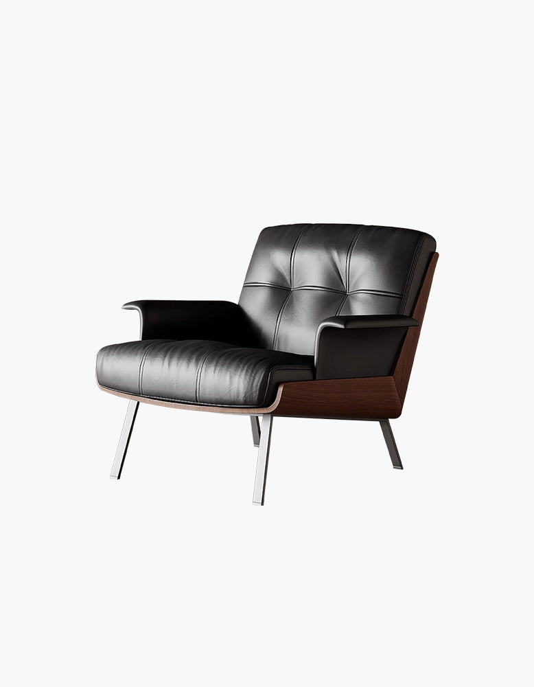 Vasilev Armchair, Leather Lounge Chair, W/O Armrests