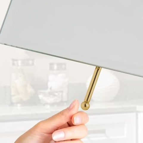 Gold Large Free Standing Mirror for Bathroom Countertop, Dressing Table and Vanity Set - Classic Face Mirror For Makeup and Shaving - 25 x 18cm (Gold)