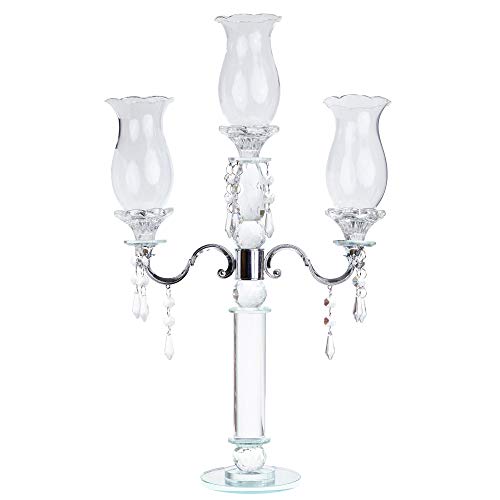 London Boutique Crystal Tea Light Candle Holders Decorative with swarovski crystal elements 3 Arms Gift Present (3 Arms)