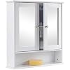Taylor & Brown Maine White Double Mirrored Door Bathroom Cabinet with Storage Shelf Bathroom Home Furniture Decorative
