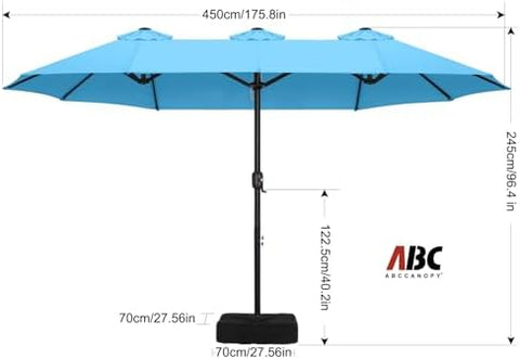 ABCCANOPY 4.5M Double-Sided Aluminum Table Patio Umbrella Garden Large Umbrella,Swimming Pool Colors