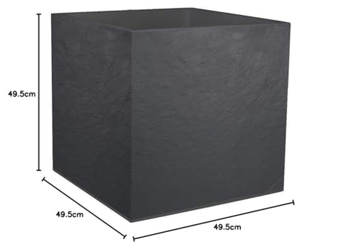 EDA Square Flower Pot, Anthracite Grey, 50 cm