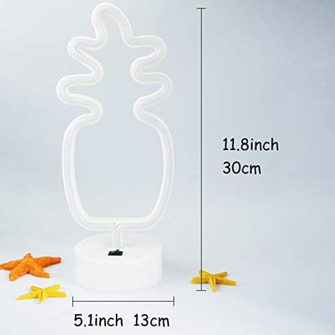 YIVIYAR LED Pineapple Night Light Neon Sign Table Decor for Bedroom, USB/Battery Powered Pineapple Lamp Bedroom Light with Base, Room Decor for Home Christmas Birthday Teenage Girls Gifts(Pineapple)