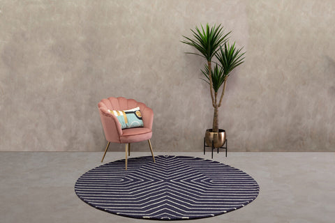 Bosie Moyo Blue And White Round Rug