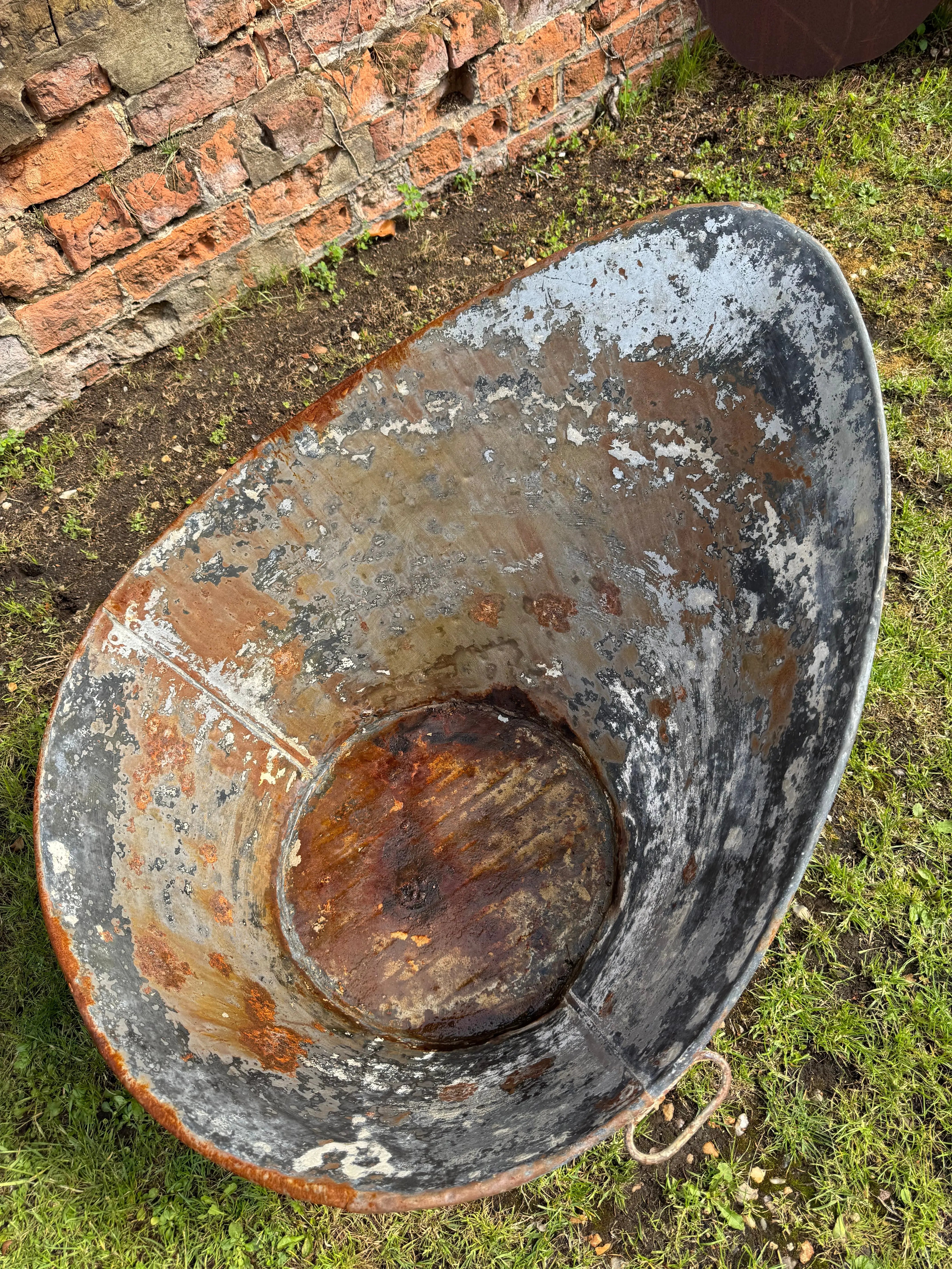 Vintage Galvanised Metal Bath Tub Garden Planter Vintage Rustic Display