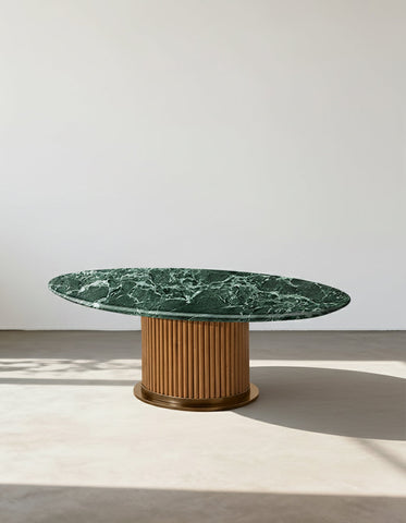 Murcell Oval Accent Coffee Table, Brazilian Green Marble
