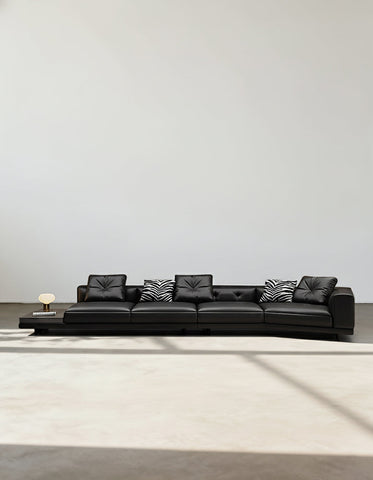 Singh Three Seater, Four Seater Curved Sofa, Real Leather