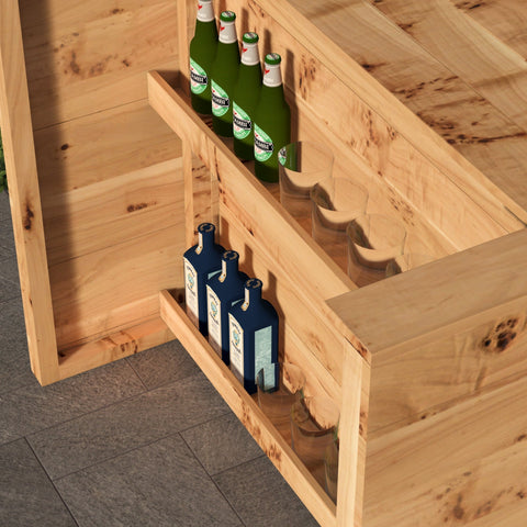 Rustic Wooden Bar & Bar Stools Set - Includes LED's