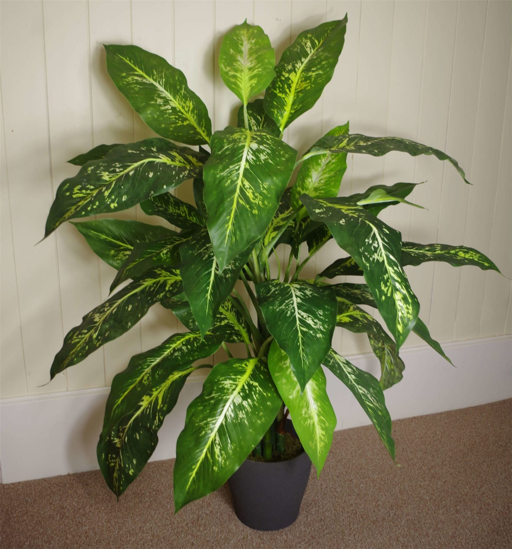 Artificial Plant Tree Copper Planter 100cm Aglaonema Leaf