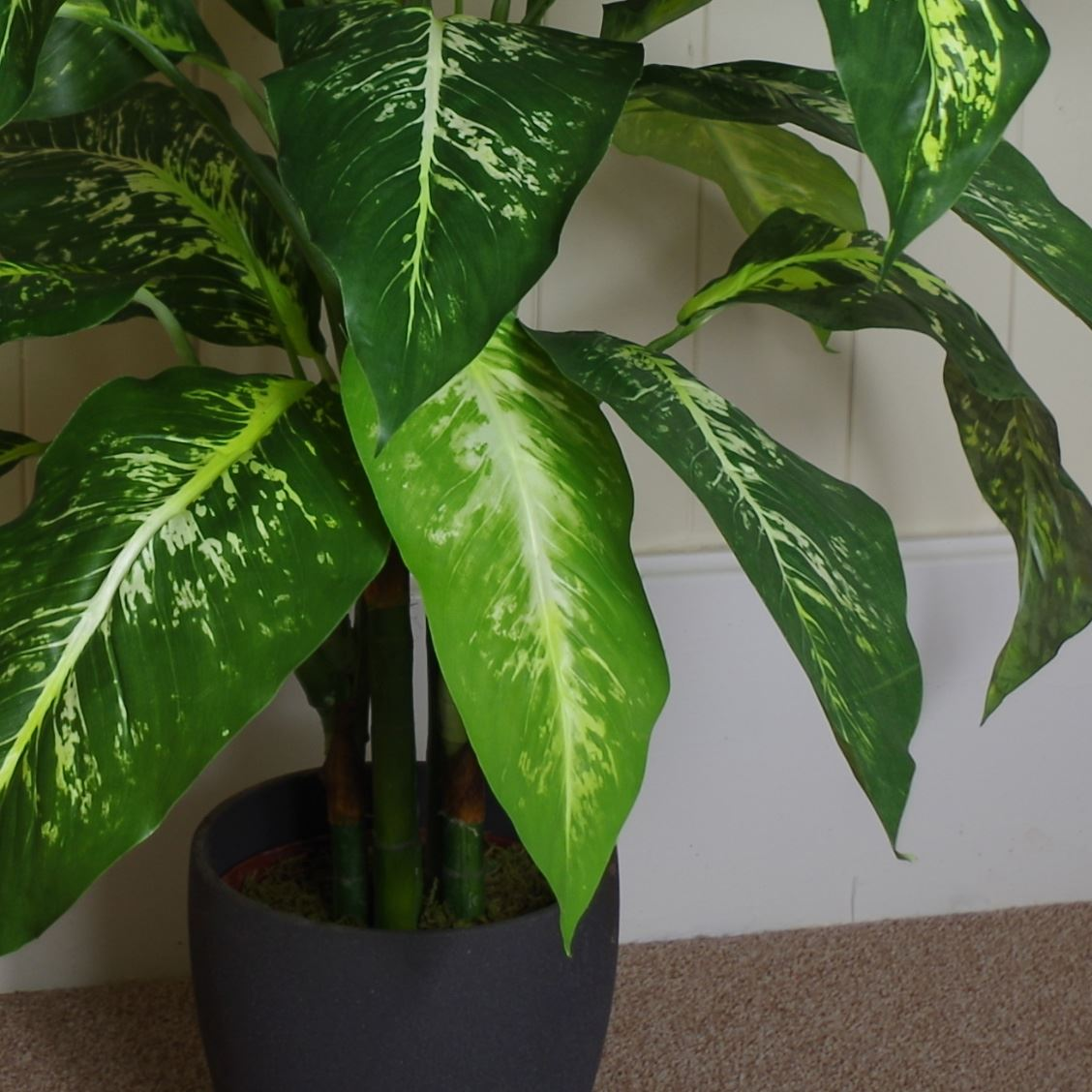 Artificial Plant Tree Copper Planter 100cm Aglaonema Leaf