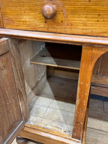 Antique Pine Pedestal Desk Dressing Table with Cupboards & Drawers