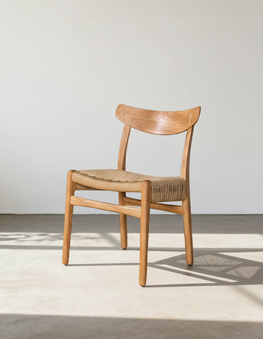 Classic Hans W CH01 Rattan Dining Chair, Light Oak