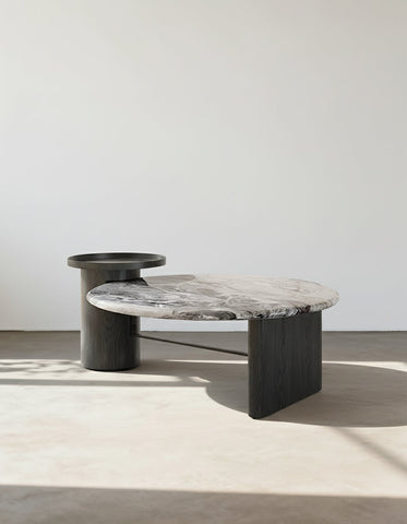 Galatea Round Nesting Marble Coffee Table, Marble Top