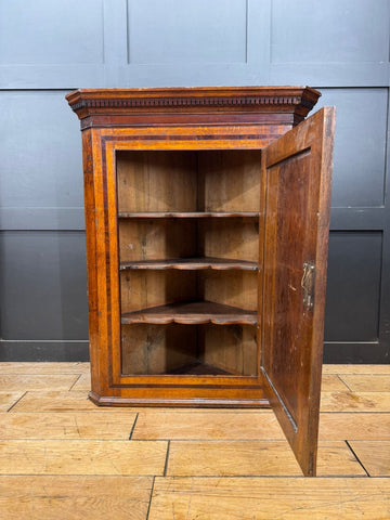 Georgian Oak Wall Corner Cupboard / Hanging Corner Cabinet / Hall Storage