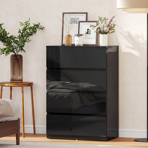 HOMCOM Chest of Drawers, 4-Drawer Storage Cabinets, Modern Dresser, Storage Drawer Unit for Bedroom
