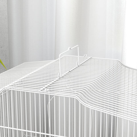 PawHut Large Metal Bird Cage with Perches, Food Bowls, Swing, for Budgies, Parakeets, White