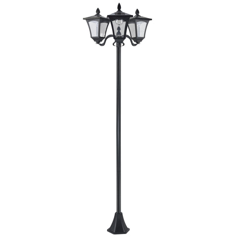 Outsunny 1.8m Traditional Victorian Style 3 Way Head Outdoor Garden Solar Post Lamp Sensor Dimmable LED Lantern Bollard Pathway IP44 – Black