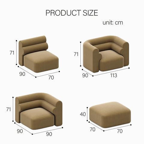 Bae Three Seater Corner Sofa, Modular Sofa, Velvet
