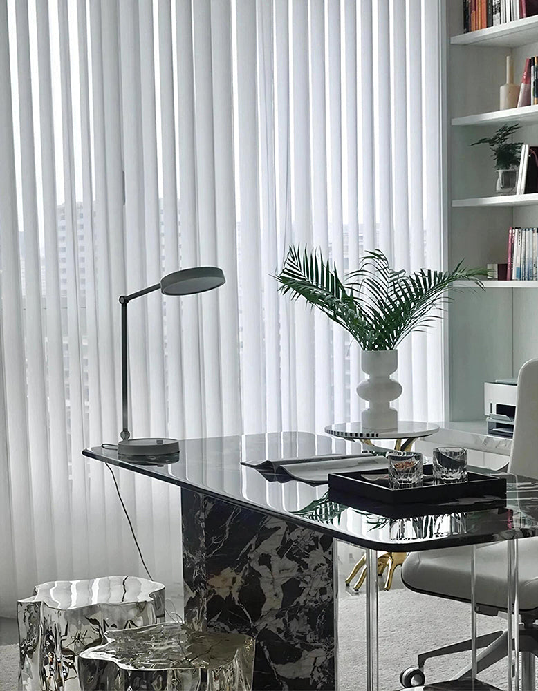 Blanchard Office Desk, Acrylic & Black Marble